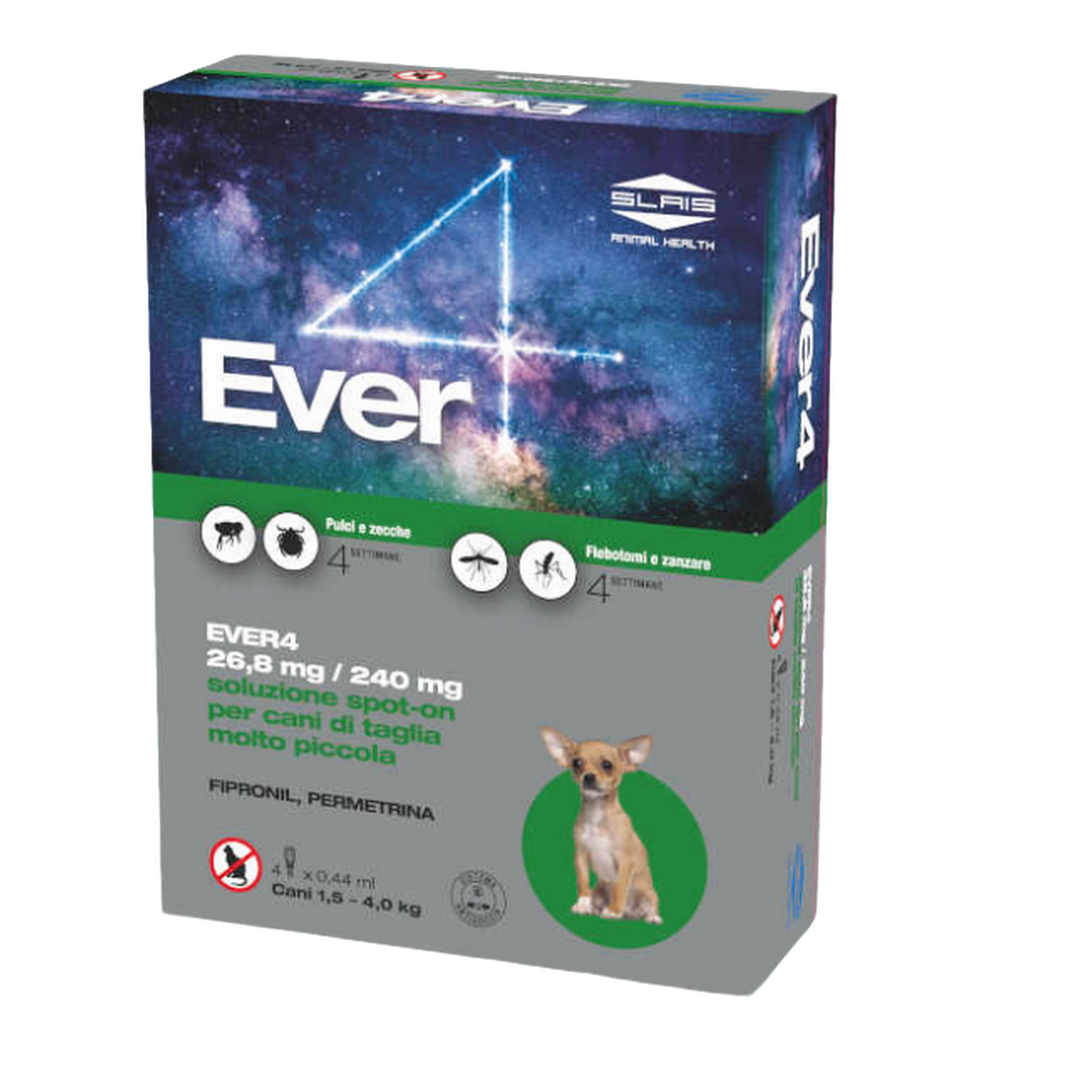 Antiparassitario per cani EVER4 Spot-On Cane XS (1,5 – 4kg)– 4 Pipette-0