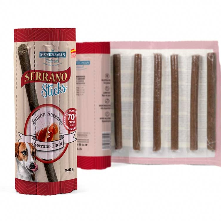 SERRANO Sticks per Cani 16x12g – Anatra, Agnello o Prosciutto-2