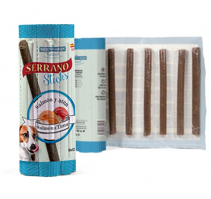 SERRANO Sticks per Cani – Salmone e Tonno 16x12g, Snack Semi-Umidi-0